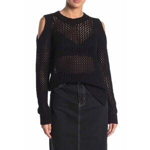 NWT ALLSAINTS Black Cold Shoulder Knit Sweater